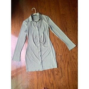 CHICME Gray Bodycon Shirt Dress Size L